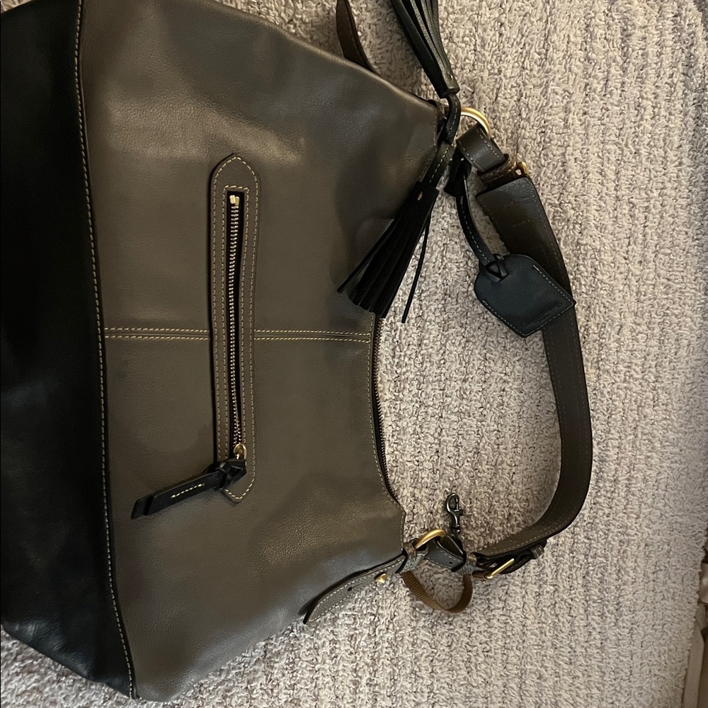 Dooney & Bourke Black and brown/grey Leather Hobo Bag - Picture 4 of 7